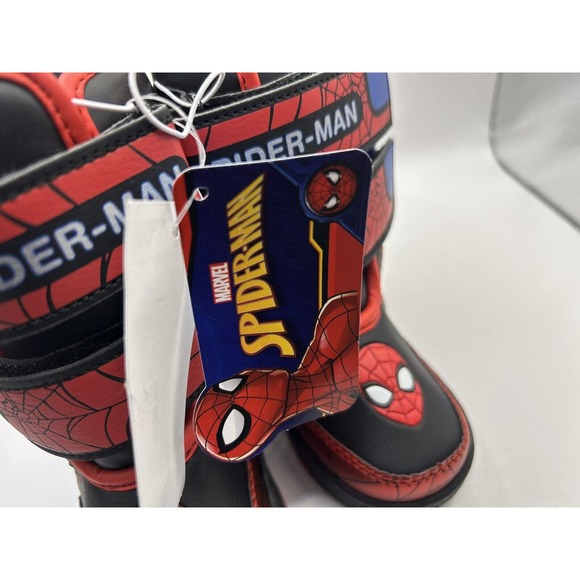 Marvel Spider-Man Light Up Boots (Toddler Size 7) Black Red Spider Man - Picture 4 of 7